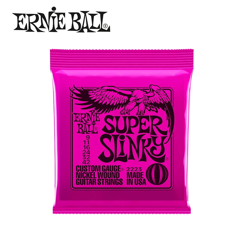 Ernie Ball 2223 никель супер обтягивающий розовый электрогитара струны набор,. 009-. 042