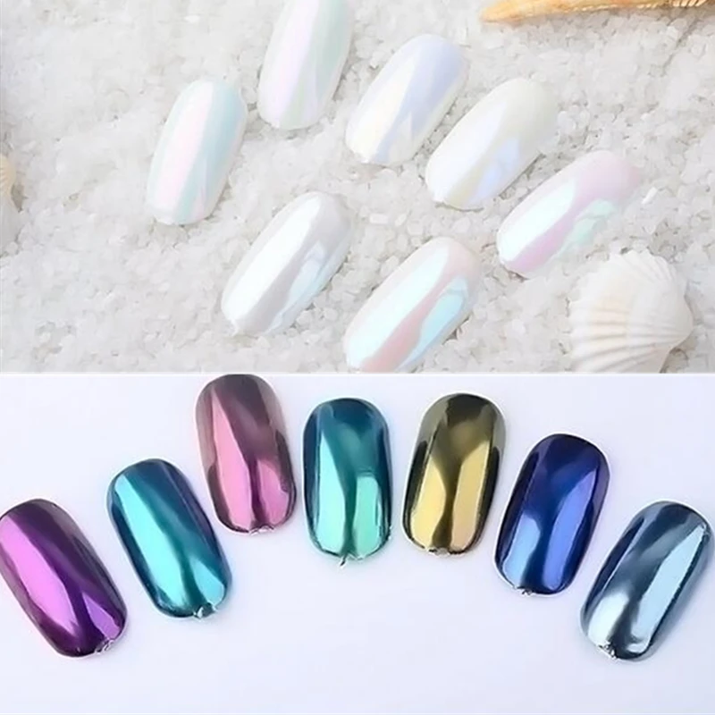 1 г/кор. Nail Art Shell порошок лак с зеркальным эффектом хромированный пигмент пыль мерцающий Гель-лак для УФ-лампы Советы Маникюр украшения DIY Инструменты