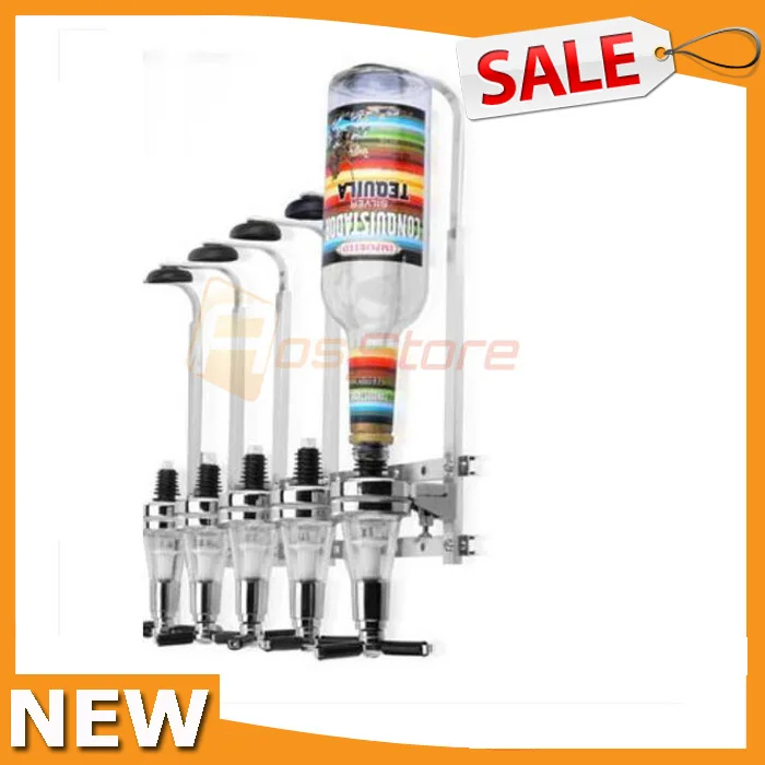 

6-Bottle High Quality Aluminum Alloy Bar Butler Wall Mounted 6 Shot Dispenser Barware Set Wine Whisky Holders And Racks