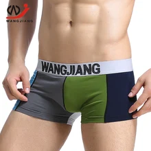 WJ сексуальное мужское нижнее белье боксеры Cueca Slip Homme сексуальные мужские трусы-боксеры Marca jocklamps хлопковое нижнее белье синий пэчворк