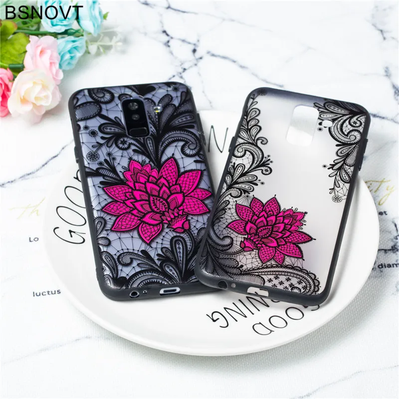 

For Samsung Galaxy A6 Plus 2018 Case Cover For Samsung Galaxy A6 Plus 2018 TPU PC Lace Rose Flower Back Case Phone Cover Hoesje