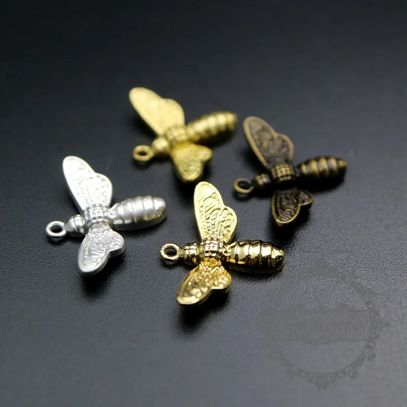 

15x20mm vintage style silver,gold,raw brass color bees bugs antiqued DIY pendant charm supplies findings 1800240