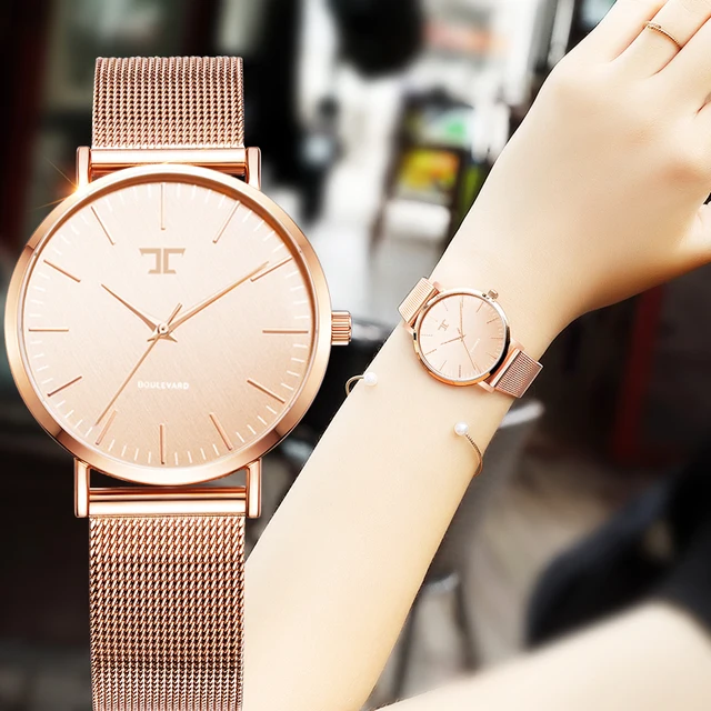Ladies Simple Rose Gold Stainless Steel Mesh Band Gold Watch Womens Watches 2016 Ladies Simple Rose Gold Stainless Steel Mesh Band Gold Watch Womens Watches 2016