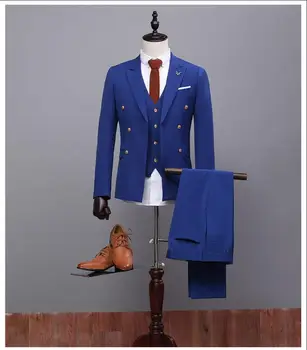 

Cheap Royal Blue Mens Wedding Suits Custom Made High Quality Tuxedos Men 3 Piece Wedding Suits Groomsman Suits Grooms Suits