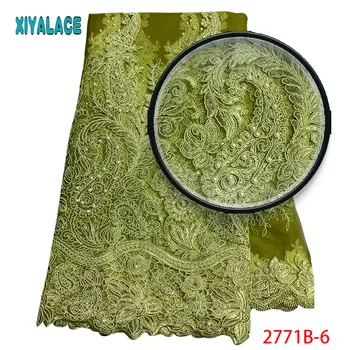 

Hot sale French Lace Fabric 2019 Wedding African Lace Fabric Embroidry African Nigerian Lace With Beads For Dress 2771b