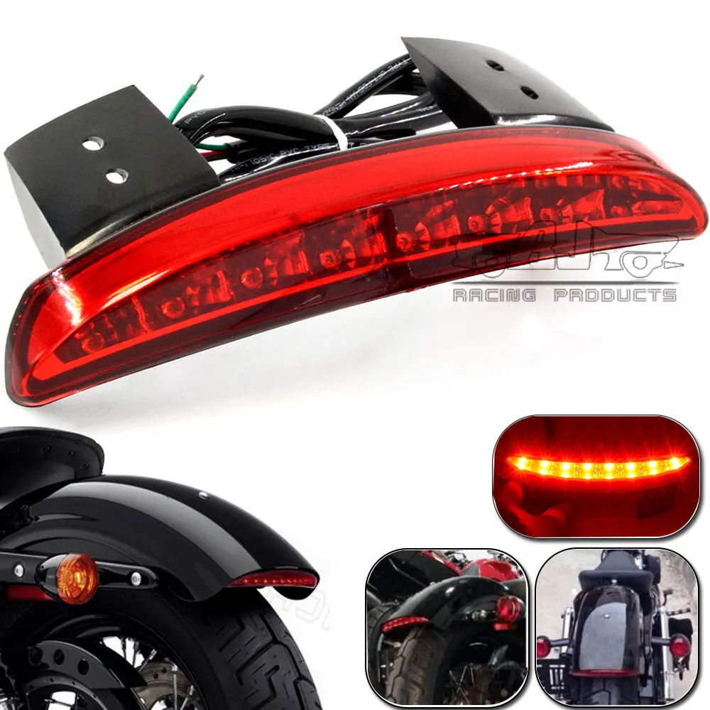 Bjmoto Motorcycle Rear Fender Edge Lens 12V LED Tail lamp Warning Stop