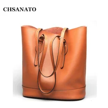 Chsanato роскошный большой модные женские туфли известного бренда Tote Хозяйственные сумки женские Разделение кожа женщина ведро Для женщин кожаная сумка