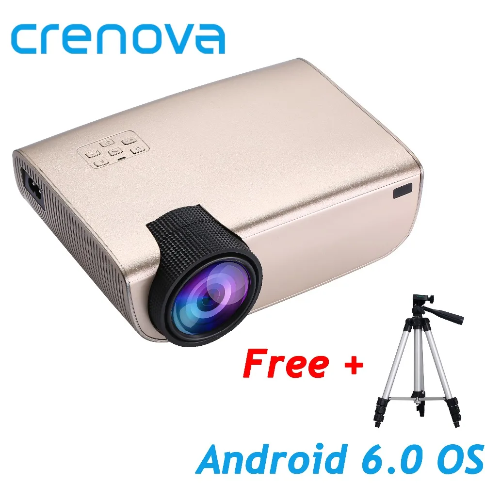 CRENOVA 2019 Newest Android projector Support Full HD 1080P Android 6.0 OS with WiFi Bluetooth Home Theater Movie projector