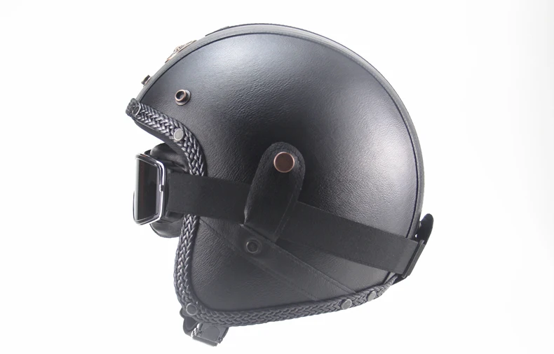 Шлемов из искусственной кожи 3/4 мотоциклетный шлем с открытым лицом винтажный мотоциклетный шлем