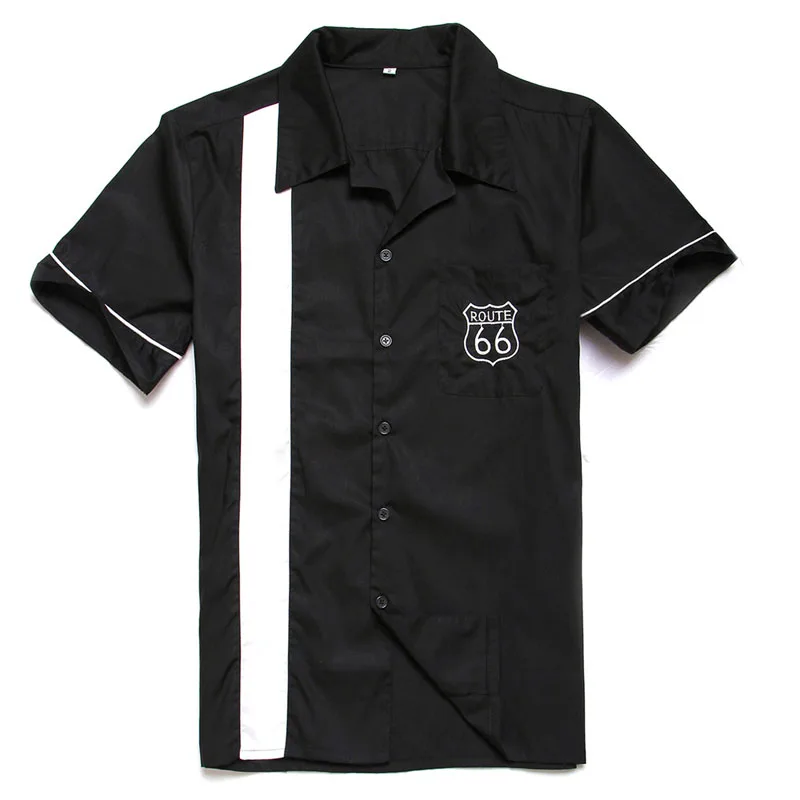 Kcoyster рокабилли мужские рубашки 1950s Ретро рокролл мужские рубашки с вышивкой мотоциклетные рубашки больших размеров Черная ковбойская одежда в западном стиле - Цвет: ST109E