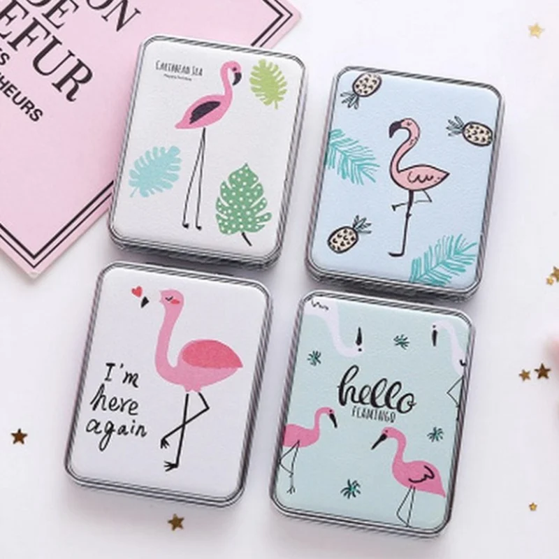 

1pc New Mini Pocket Cosmetic Mirror Fashion Square Flamingos Makeup Mirrors Compact Beauty Double-sided Mirror Magnifier Mirror