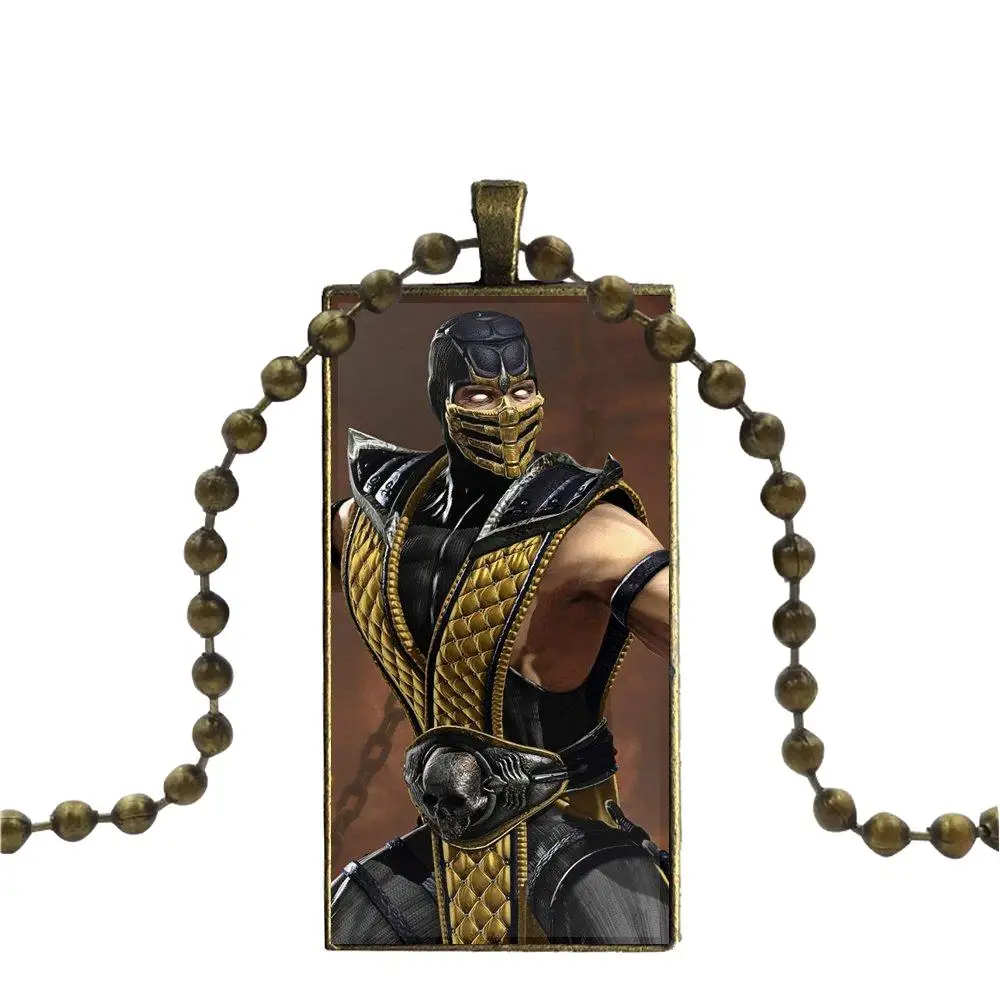 EJ glaze Scorpion Mortal Kombat ювелирное изделие с бронзовым покрытием стекло колье кабошоном