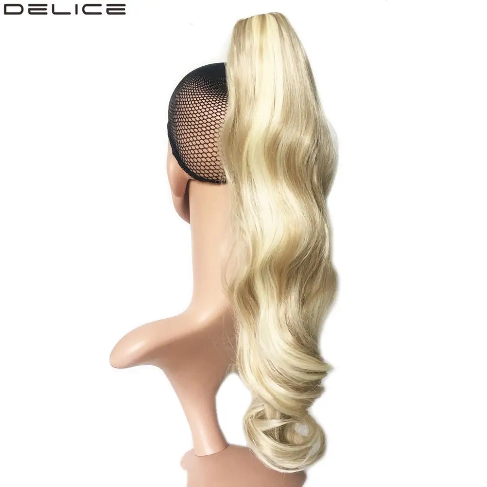 

[DELICE] 22inch Blonde Brown Wavy Pony tail High Temperature Fiber Synthetic Hair Long Claw Ponytails
