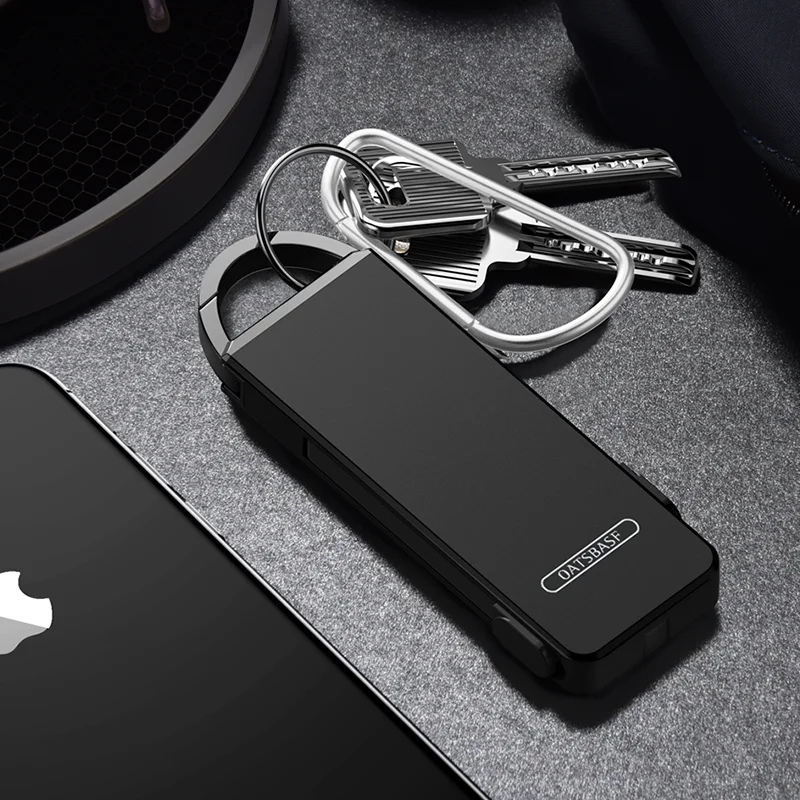 Oatsbasf 3 в 1 Usb кабель type C зарядное устройство кабель для IPhone X XS 7 брелок скрытый зарядный кабель для Xiaomi redmi note 7 - Цвет: Black