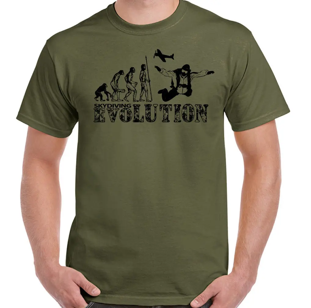 

Skydiving Evolution - Mens Funny Free Fall T-Shirt Parachuting Skydiver Skydive New T Shirts Funny Tops Tee New Unisex Funny