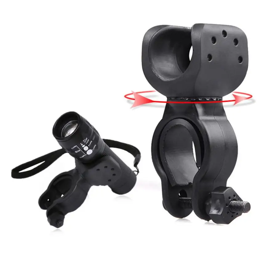 

Torch Clip Mount Bicycle Front Light Bracket Flashlight Holder 360 Degrees Rotation With Antiskid Gaskets Bike Lamp Holder P40