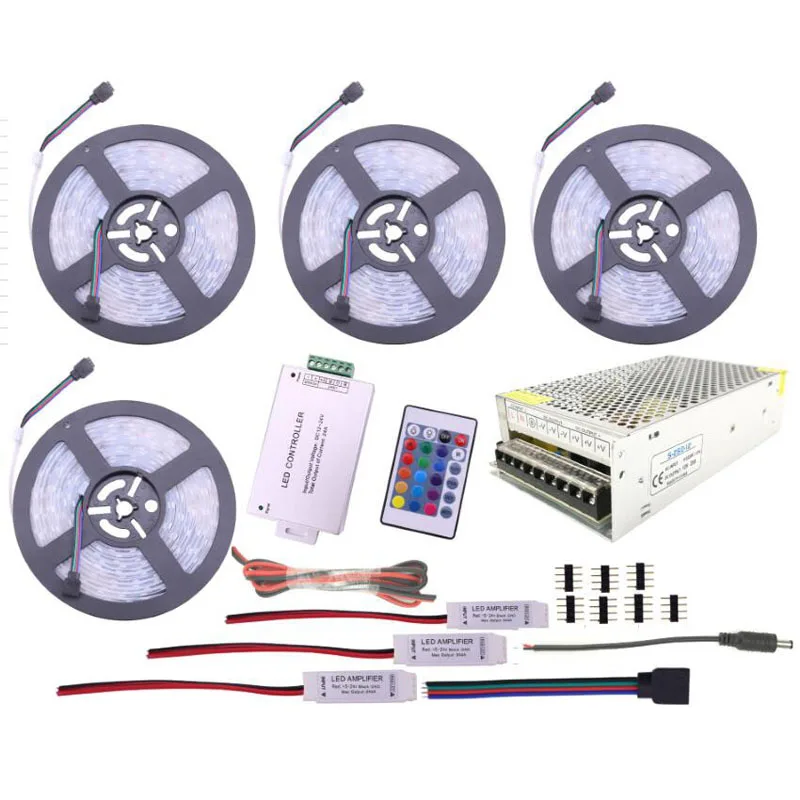 Наружная Светодиодная лента 5050 RGB лампа IP67 водонепроницаемый DC 12 В 60 Светодиодный s/m лента 5 м 10 м 15 м 20 м комплект с пультом дистанционного управления