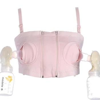 

Women's Cotton Wirefree Maternity Nursing Hands Free Pumping Bra Breastfeeding Prevent Sagging Bra Breast Pump Bra