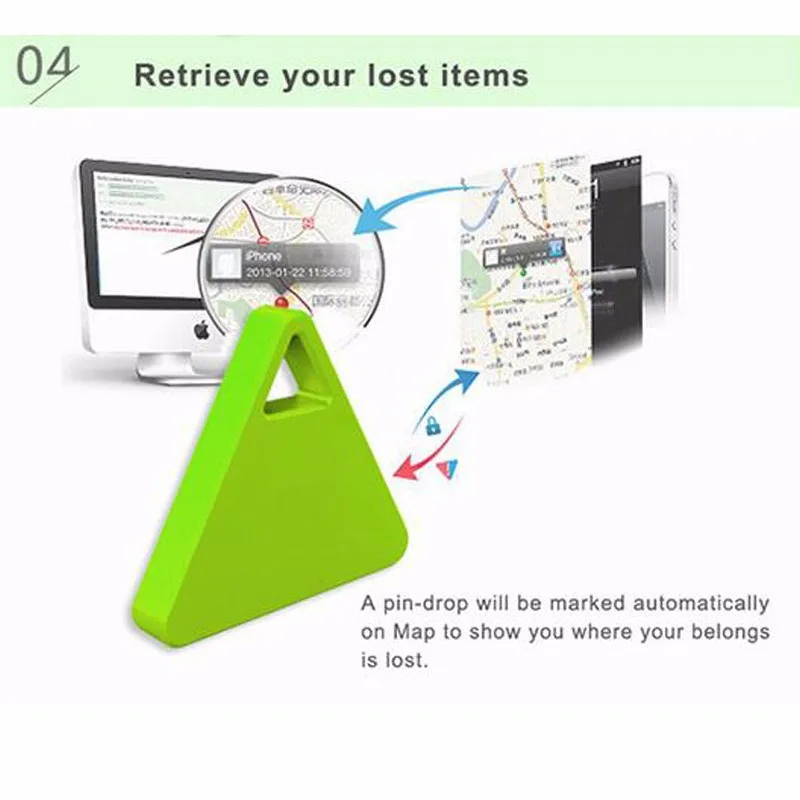Треугольный Bluetooth Автоспуск для поиска объектов брелок с Amall Cute анти-Потеря устройства