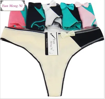 

Free shipping 5pcs/lot Foreign trade ladies underwear fashion color matching cotton sexy ladies thong New Women's panties 87317