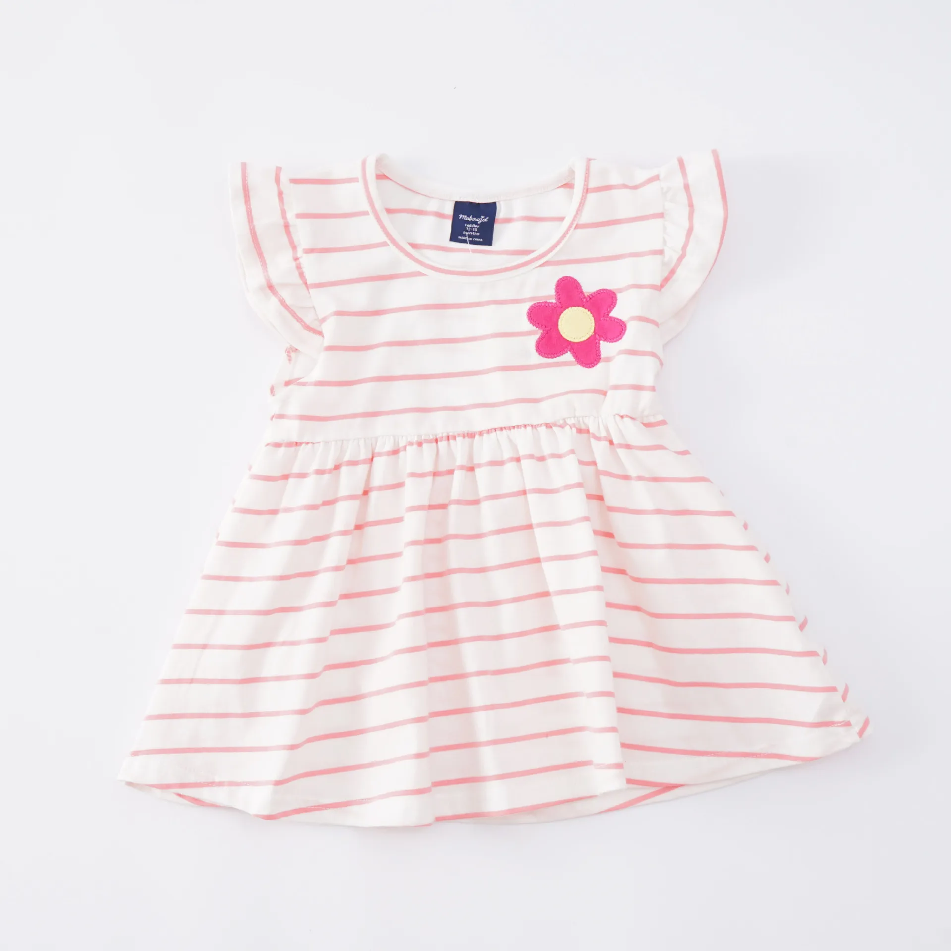 Платье с цветочным рисунком для девочек платье в полоску для малышей хлопковое платье для маленьких девочек костюм для девочек от 1 до 4 лет - Цвет: 7