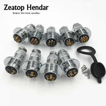 

10Set GX25 XLR 2 3 4 5 6 7 8 9 10 Pin 25mm Female Male Disc Flange Panel Mount Socket with Dustproof Cover Aviation Connector