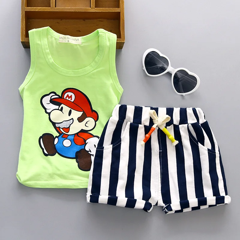 

Baby Boy Clothes 2017 Summer Brand Sleeveless Tops Vest + Striped Shorts Children's Outfits Kids Bebes Jogging Suit Tracksuits