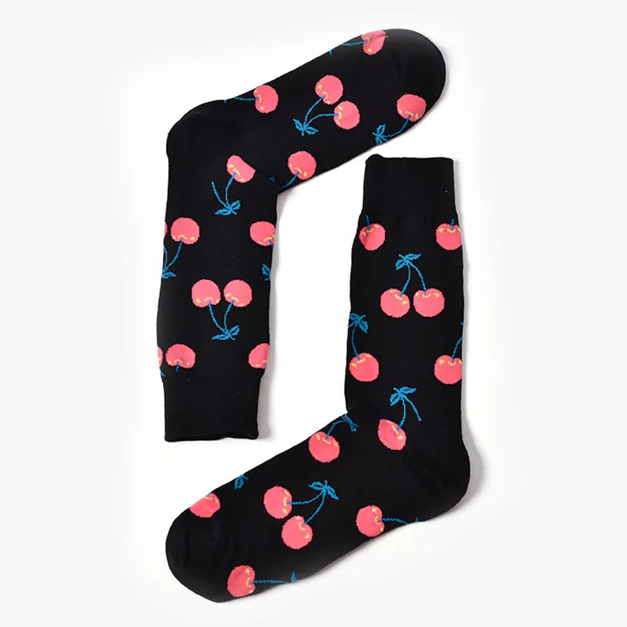 1 пара, вишня/грейпфрут/ананас, Хлопковые вязаные Модные женские милые носки унисекс, жаккардовые счастливые носки, новинка, Calcetines - Цвет: 5