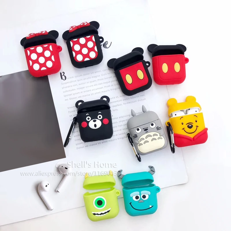 

3D Cartoon Cute Mickey Minnie Silicone Case for Airpods Accessories for I10 TWS Bluetooth Earphone Protective Cover Bag