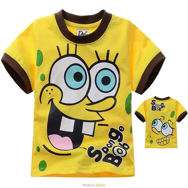 Cartoon Sponge T Shirt  Boys Girls  2019 Summer Children's Clothing 3D Animal  Cotton Toddler Girl Tops Tee Boy Kids  T-shirt 2