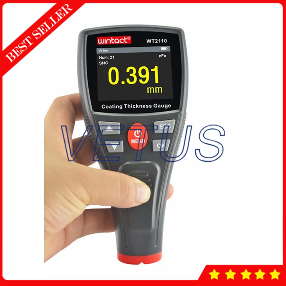 

Paint Coating Thickness Gauge Paint Varnish Film Tester For Automotive Car Testing WT2110 With USB port Two measurement
