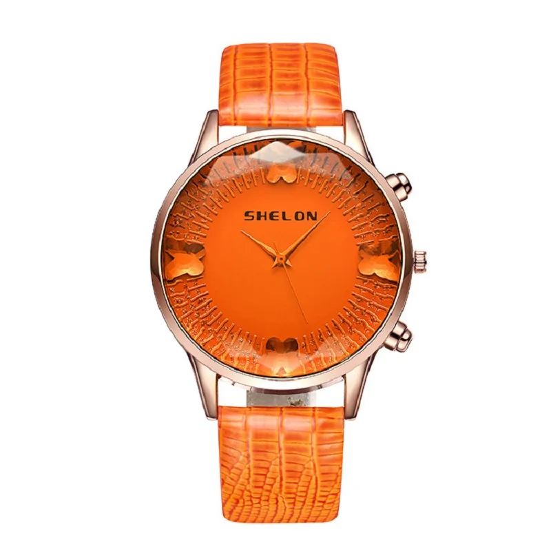 Fashion Quartz Crystal Butterfly Big Dial Ladies Watch relogio feminino