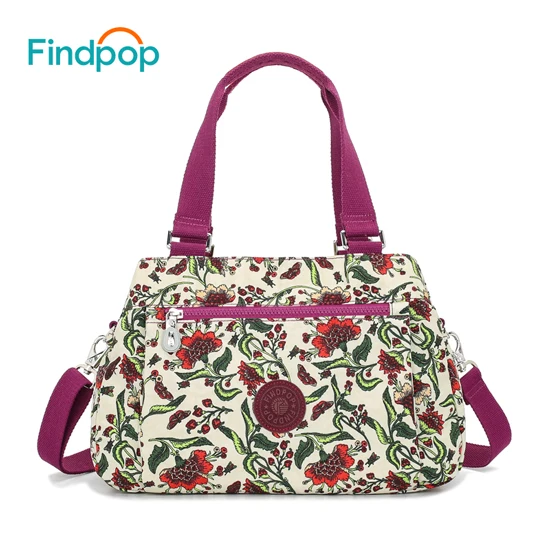 Findpop сумки с цветочным принтом женские водонепроницаемые нейлоновые сумки через плечо для женщин Большая вместительная Повседневная сумка с верхней ручкой - Цвет: 1376