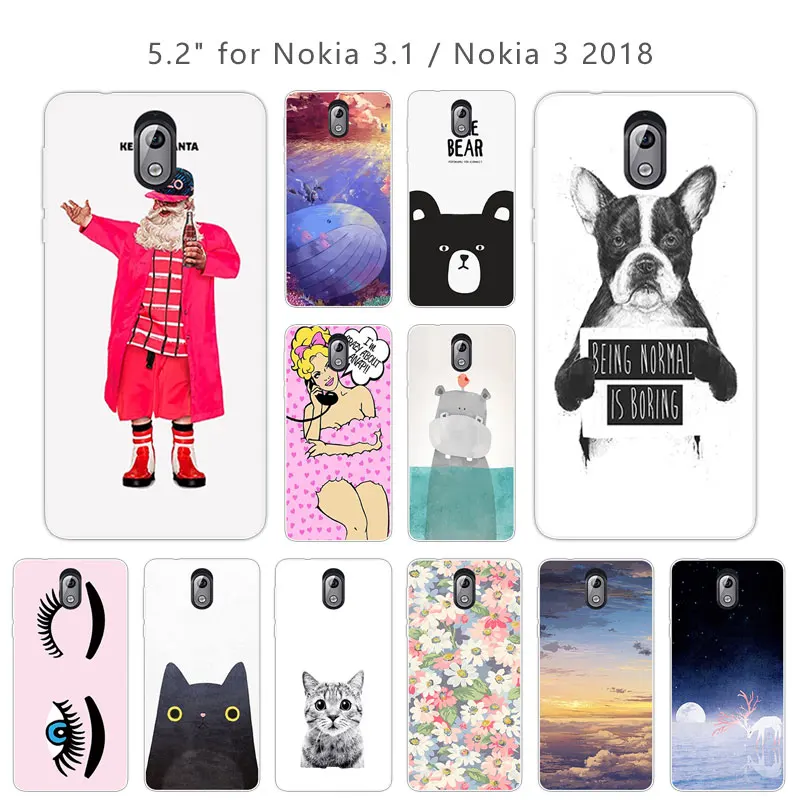 Прозрачный мягкий чехол из ТПУ с рисунком для Nokia 3 1/3 2018 чехлы телефонов задней