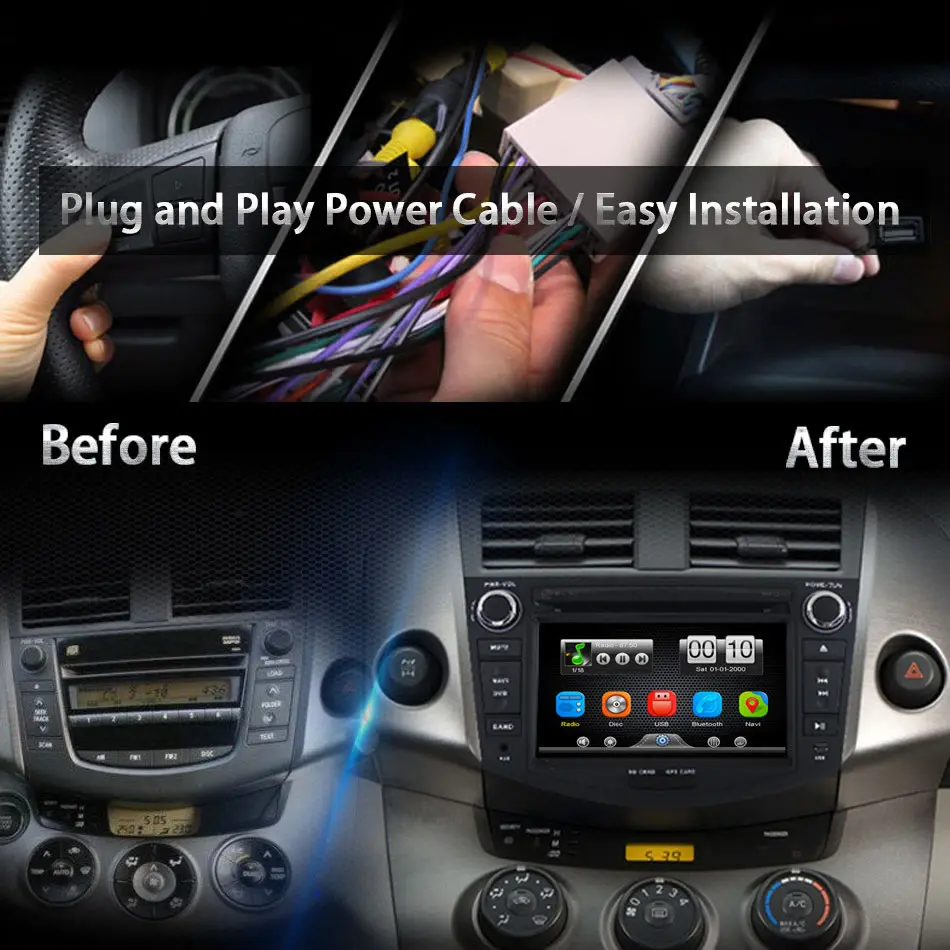 Excellent 2Din Car In Dash DVD Media Player Radio Bluetooth Head Unit Stereos with Reverse Camera for Toyota RAV4 2007-2011 (Without GPS) 2