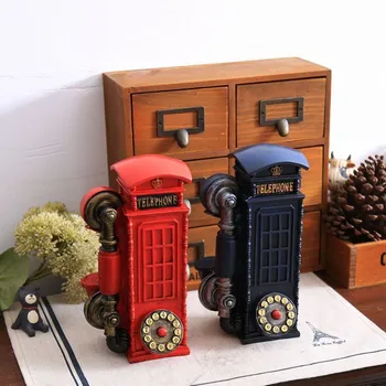 

Vintage Home Decor Telephone Booth London Money Box Living Room Decoration Resin