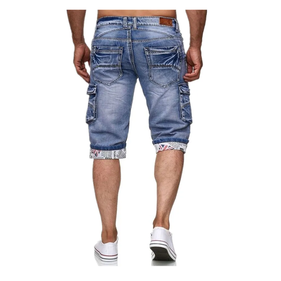ABOORUN мужские модные джинсовые шорты Карго с большими карманами, лоскутные шорты, Летние повседневные шорты Карго для мужчин R1031
