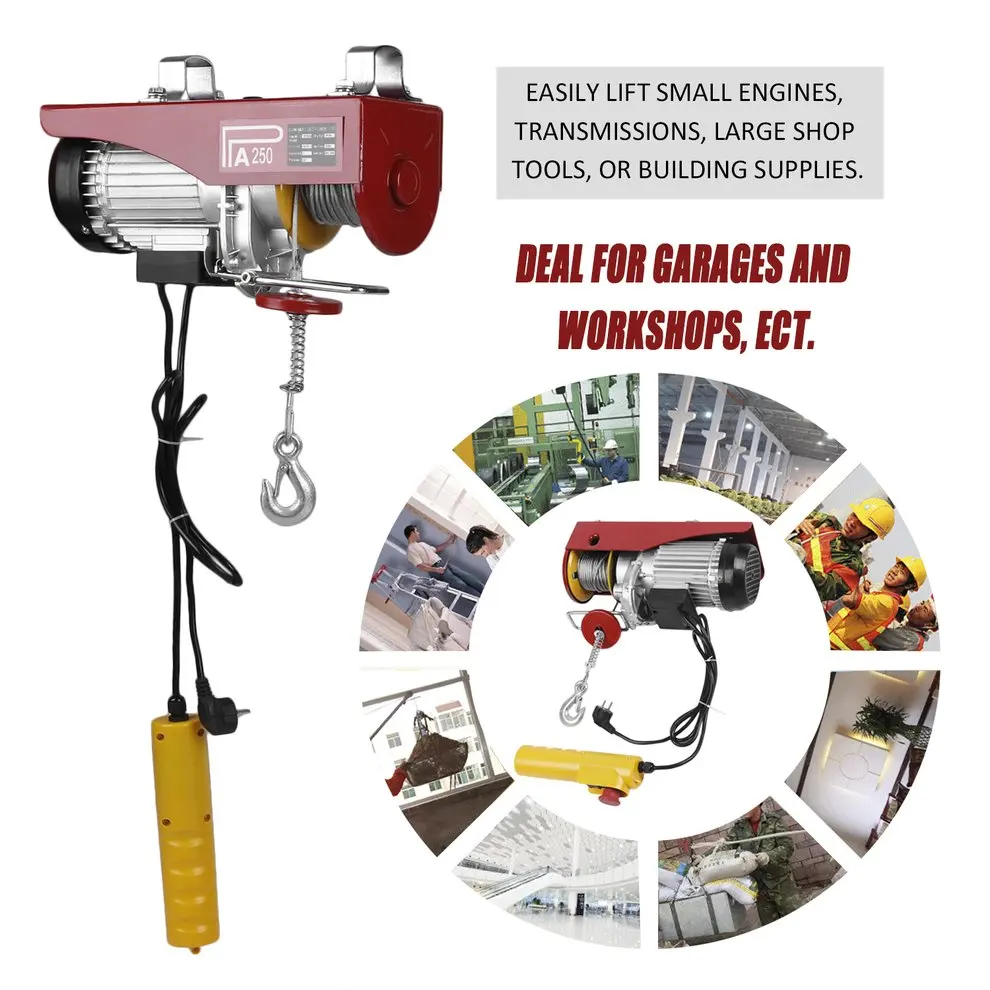 

125-250KG Electric Winch Cable Mini Electric Wire Hoist Universal Auto Lifting Sling Heavy Duty Crane Equipment