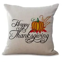 American Style Cartoon Thanksgiving Turkey Stamp Cotton Linen Throw Pillow Sofa Car Seat Cushion For Holiday Gifts
