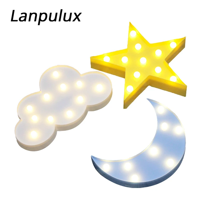 Lanpulux звезда облако лампы в виде Луны 3D LED для маленьких детей спальни