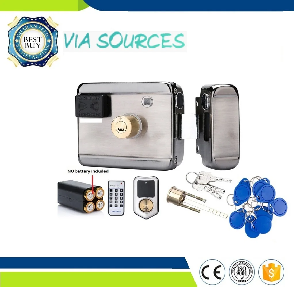 

Free Shipping12VDC 13.56 IC RFID Reader Electric Gate Door Lock Access Control System Kit Battery Powered