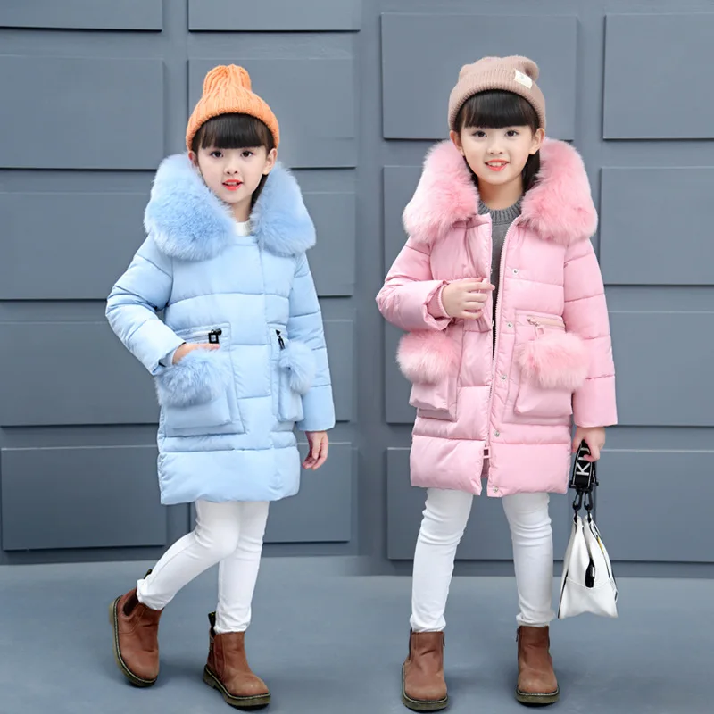 

JKP 2018 Winter models girls cotton Parkas children's jacket thick pure color large collar fashion cotton clothing coat MF-120