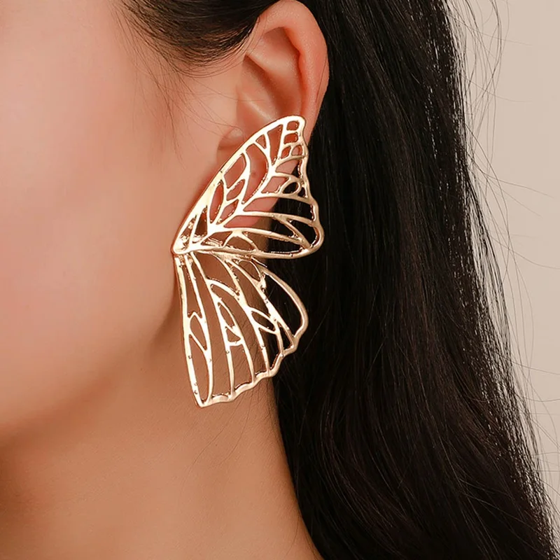 

2019 Trendy Hollow Butterfly Drop Dangle Earring for Women Metal Large Wing Pendant Earring Statement Jewelry