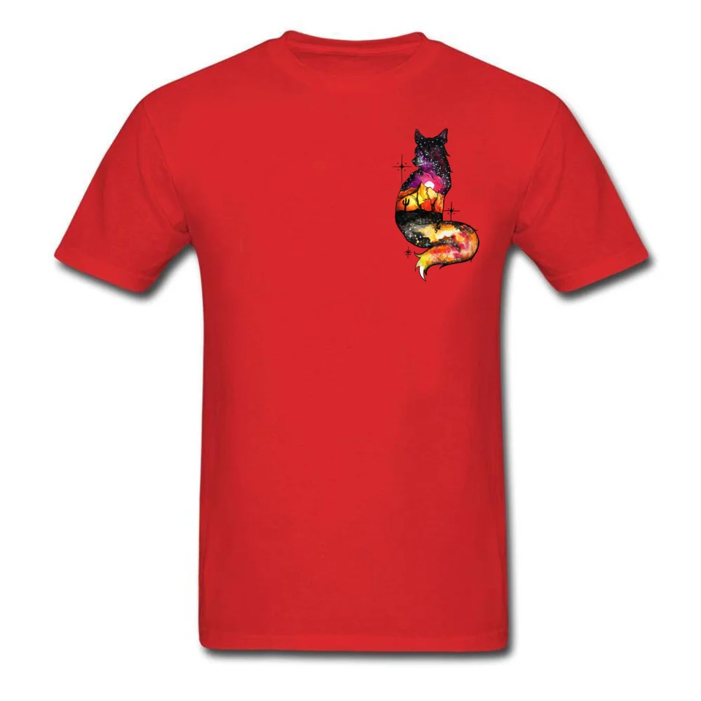 Plain Man T Shirt Round Collar Short Sleeve Cotton Galaxy Desert Fox Tees Fashionable Tees Wholesale Galaxy Desert Fox Chest red