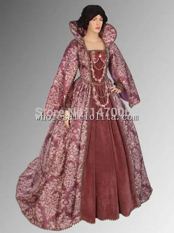 Renaissance Costume Victorian Style Dress Fur clothing brown noblewoman handmade