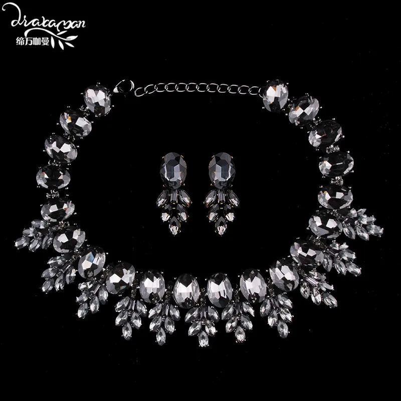 Dvacaman, большое многослойное ожерелье с подвеской, большое массивное ожерелье с кристаллами для женщин и девушек, Свадебное колье, вечерние ювелирные изделия, аксессуары