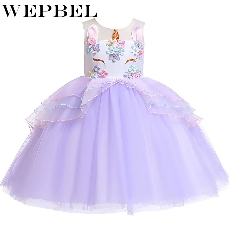 WEPBEL/модное кружевное Сетчатое платье принцессы без рукавов для маленьких девочек, 6 цветов, размеры на возраст от 3 месяцев до 10 лет платье с цветочным узором для девочек