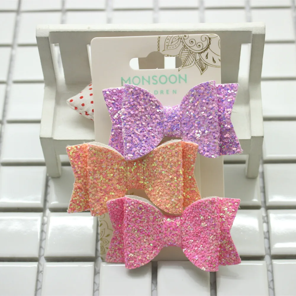 2PCS Heart Shaped Hair Clips Mermaid Colorful Sequin Hairpin Alligator Girls