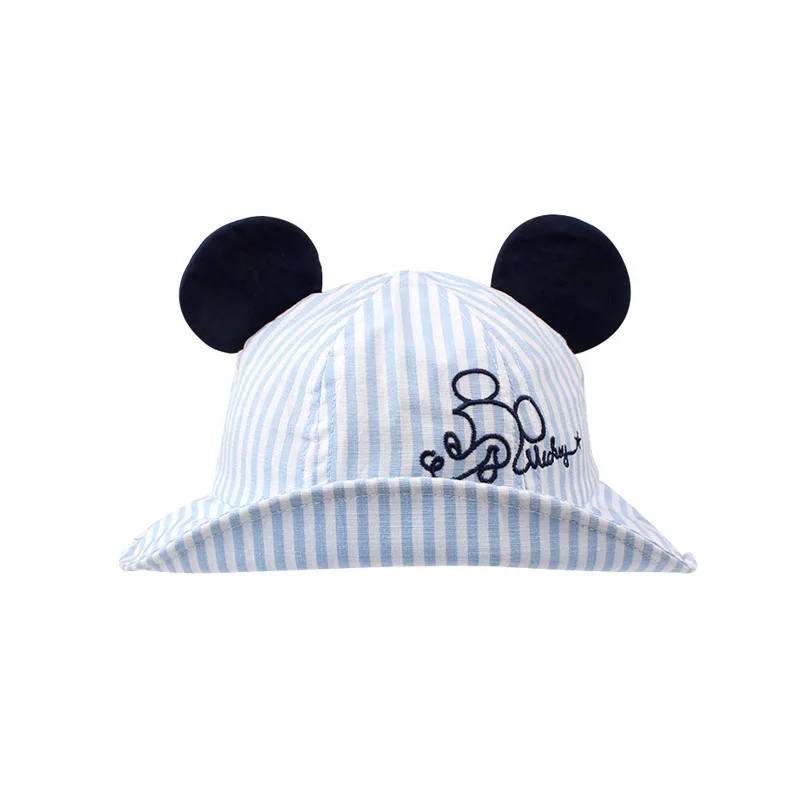 Striped Cartoon Baby Hat Mouse Ears Cute Baby Cap Breathable Wide Brim Baby Boys Hat Summer Lace Up Sun Cap Baby Girls Clothing (12)