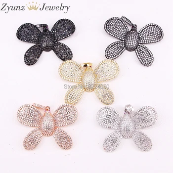 

5PCS Micro Paved Sparking CZ Crystal Zirconia Butterfly Pendant for Women Charm Necklace Jewelry Making